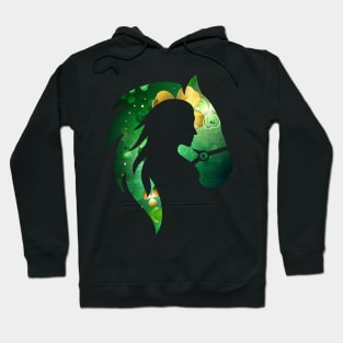 Irish Girl and Horse with Shamrock Pattern Vintage Distressed Design Hoodie